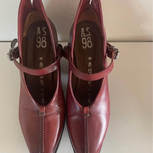 A.S.98 Women's Burgundy Leather Heels - Picture 2 of 8